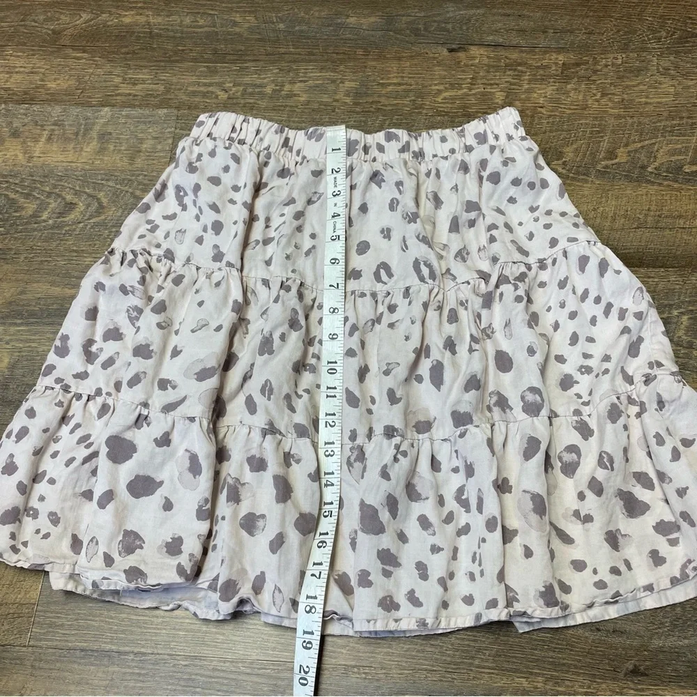 Cloth & Stone Skirt Blush Leopard Print Tiered Elastic Waist Large Anthropologie